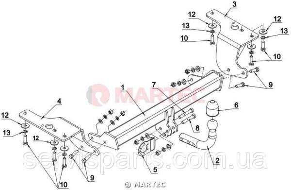 Польський фаркоп на Toyota Avensis III седан 2009-2018