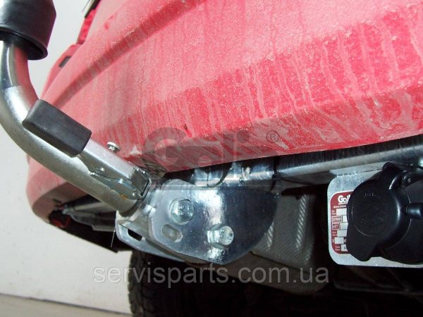 Оцинкований фаркоп на Dacia Logan MCV 2007-2013 (Renault Logan универсал) без підрізання бампера Швидкознімний автомат на ручці - Зображення 2
