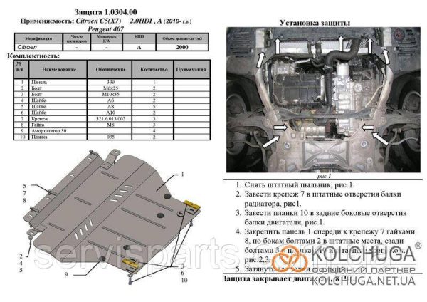 Захист двигуна Citroen C5 II 2008-2017 (Сітроен С5) - Зображення 7